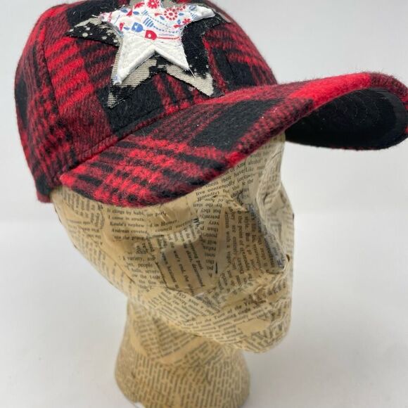 Madam P. Buffalo Plaid with Vintage Quilt Stars Baseball Caps - Adjustable size - Picture 3 of 9